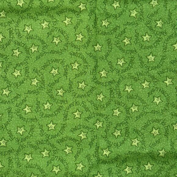 Patchwork Fever by Shelly Benton For Henry Glass Fabrics - 1/2 Yard Green Star - Picture 1 of 6
